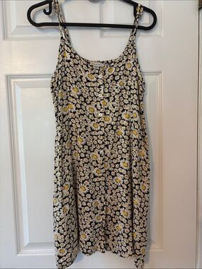 American Eagle Outfitters medium Yellow & Black Floral Button-Up mini dress